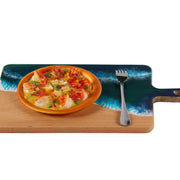 Load image into Gallery viewer, Jeezi Ocean Themed Wood Chopping Board, Resin Art Board, Ocean Wave Cutting Board, Resin Cheese Board With Handle, Charcuterie Board with Unique Painting Handmade Design and Handle, Coastal Tray For Party Decor 17.