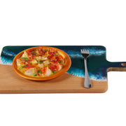 Load image into Gallery viewer, Jeezi Ocean Themed Wood Chopping Board, Resin Art Board, Ocean Wave Cutting Board, Resin Cheese Board With Handle, Charcuterie Board with Unique Painting Handmade Design and Handle, Coastal Tray For Party Decor 17.