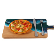 Load image into Gallery viewer, Jeezi Ocean Themed Wood Chopping Board, Resin Art Board, Ocean Wave Cutting Board, Resin Cheese Board With Handle, Charcuterie Board with Unique Painting Handmade Design and Handle, Coastal Tray For Party Decor 17.