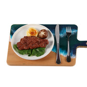 Load image into Gallery viewer, Jeezi Ocean Themed Wood Chopping Board, Resin Art Board, Ocean Wave Cutting Board, Resin Cheese Board With Handle, Charcuterie Board with Unique Painting Handmade Design and Handle, Coastal Tray For Party Decor 17.