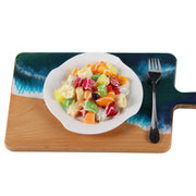 Load image into Gallery viewer, Jeezi Ocean Themed Wood Chopping Board, Resin Art Board, Ocean Wave Cutting Board, Resin Cheese Board With Handle, Charcuterie Board with Unique Painting Handmade Design and Handle, Coastal Tray For Party Decor 17.