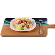 Load image into Gallery viewer, Jeezi Ocean Themed Wood Chopping Board, Resin Art Board, Ocean Wave Cutting Board, Resin Cheese Board With Handle, Charcuterie Board with Unique Painting Handmade Design and Handle, Coastal Tray For Party Decor 19.