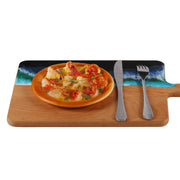 Load image into Gallery viewer, Jeezi Ocean Themed Wood Chopping Board, Resin Art Board, Ocean Wave Cutting Board, Resin Cheese Board With Handle, Charcuterie Board with Unique Painting Handmade Design and Handle, Coastal Tray For Party Decor 19.