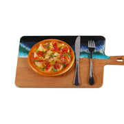 Load image into Gallery viewer, Jeezi Ocean Themed Wood Chopping Board, Resin Art Board, Ocean Wave Cutting Board, Resin Cheese Board With Handle, Charcuterie Board with Unique Painting Handmade Design and Handle, Coastal Tray For Party Decor 19.