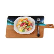 Load image into Gallery viewer, Jeezi Ocean Themed Wood Chopping Board, Resin Art Board, Ocean Wave Cutting Board, Resin Cheese Board With Handle, Charcuterie Board with Unique Painting Handmade Design and Handle, Coastal Tray For Party Decor 19.