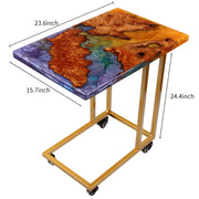 Load image into Gallery viewer, Jeezi Handmade Multipurpose C Table/ End Table, Mobile Sofa Side End Table, Solid Wood Living Room End Table, Resin Art Wall Decor 11

