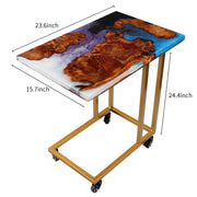 Load image into Gallery viewer, Jeezi Handmade Multipurpose C Table/ End Table, Mobile Sofa Side End Table, Solid Wood Living Room End Table, Resin Art Wall Decor 15
