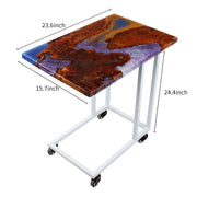 Load image into Gallery viewer, Jeezi Handmade Multipurpose C Table/ End Table, Mobile Sofa Side End Table, Solid Wood Living Room End Table, Resin Art Wall Decor 26
