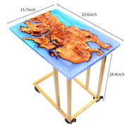 Load image into Gallery viewer, Jeezi Handmade Multipurpose C Table/ End Table, Mobile Sofa Side End Table, Solid Wood Living Room End Table, Resin Art Wall Decor  06
