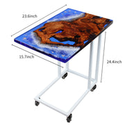 Load image into Gallery viewer, Jeezi Handmade Multipurpose C Table/ End Table, Mobile Sofa Side End Table, Solid Wood Living Room End Table, Resin Art Wall Decor 02
