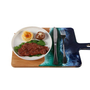 Load image into Gallery viewer, Jeezi Ocean Themed Wood Chopping Board, Resin Art Board, Ocean Wave Cutting Board, Resin Cheese Board With Handle, Charcuterie Board with Unique Painting Handmade Design and Handle, Coastal Tray For Party Decor 03.
