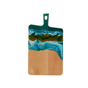 Load image into Gallery viewer, Jeezi Ocean Themed Wood Chopping Board, Resin Art Board, Ocean Wave Cutting Board, Resin Cheese Board With Handle, Charcuterie Board with Unique Painting Handmade Design and Handle, Coastal Tray For Party Decor 05.
