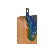Load image into Gallery viewer, Jeezi Ocean Themed Wood Chopping Board, Resin Art Board, Ocean Wave Cutting Board, Resin Cheese Board With Handle, Charcuterie Board with Unique Painting Handmade Design and Handle, Coastal Tray For Party Decor 08.
