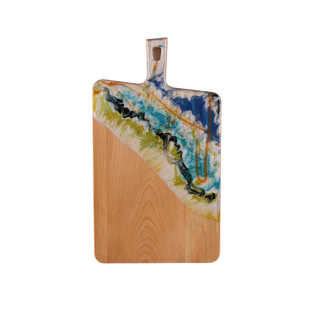 Jeezi Ocean Themed Wood Chopping Board, Resin Art Board, Ocean Wave Cutting Board, Resin Cheese Board With Handle, Charcuterie Board with Unique Painting Handmade Design and Handle, Coastal Tray For Party Decor 10.