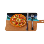 Load image into Gallery viewer, Jeezi Ocean Themed Wood Chopping Board, Resin Art Board, Ocean Wave Cutting Board, Resin Cheese Board With Handle, Charcuterie Board with Unique Painting Handmade Design and Handle, Coastal Tray For Party Decor 19.
